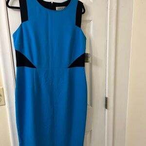 NWT|KASPER Electric Blue & Black color Block Dress (Lined ) Size 10